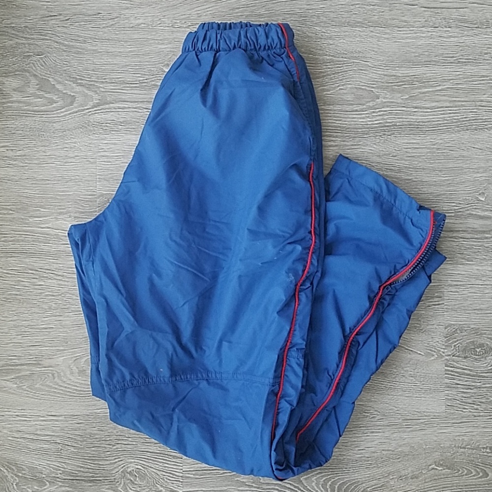 Blue Track Pants with Red Trim